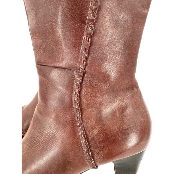 Pikolinos Brown Leather Mid-Calf Boots With Side Zip & Braided detail 10.5 (41) - Picture 6 of 12